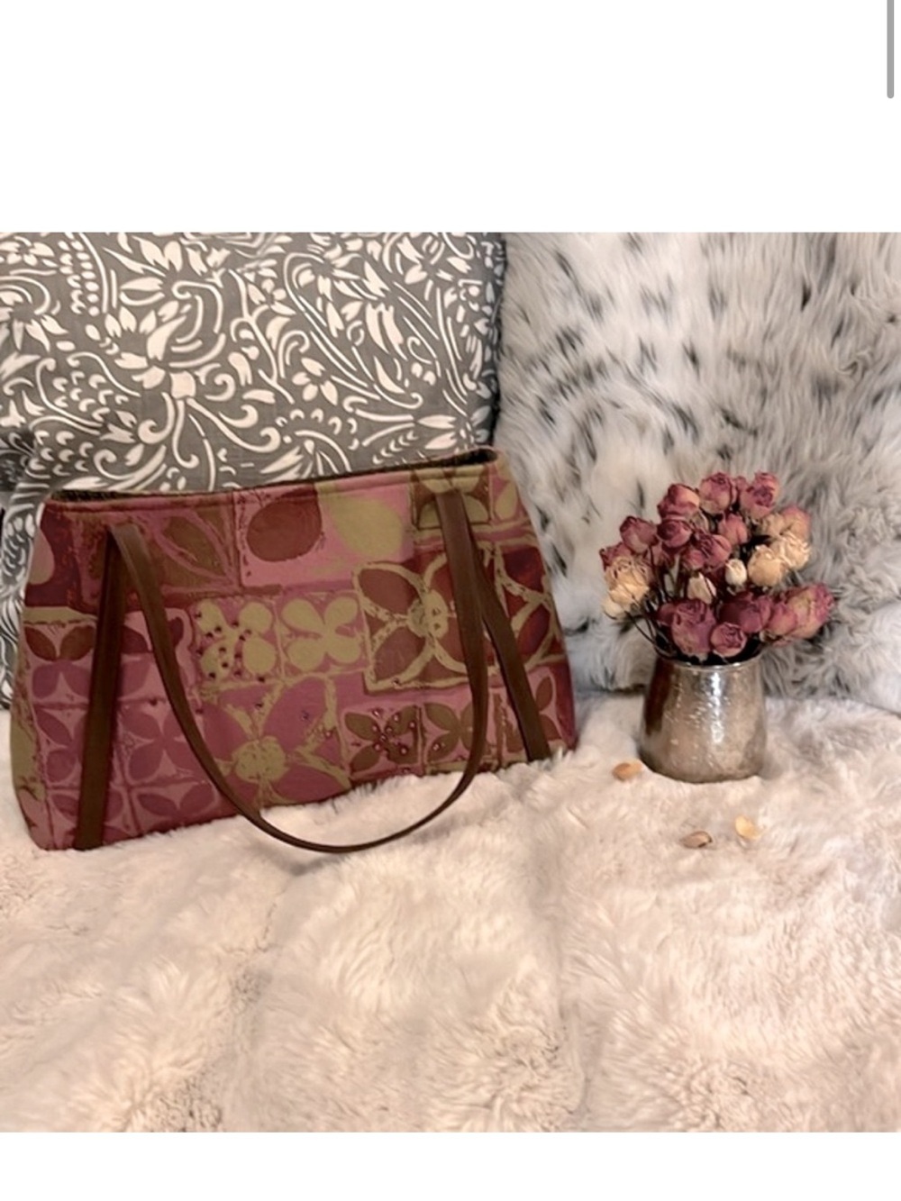Sharon Chiang Designer Wearable Art Floral Tote Bag Purse RARE One Of A KIND!